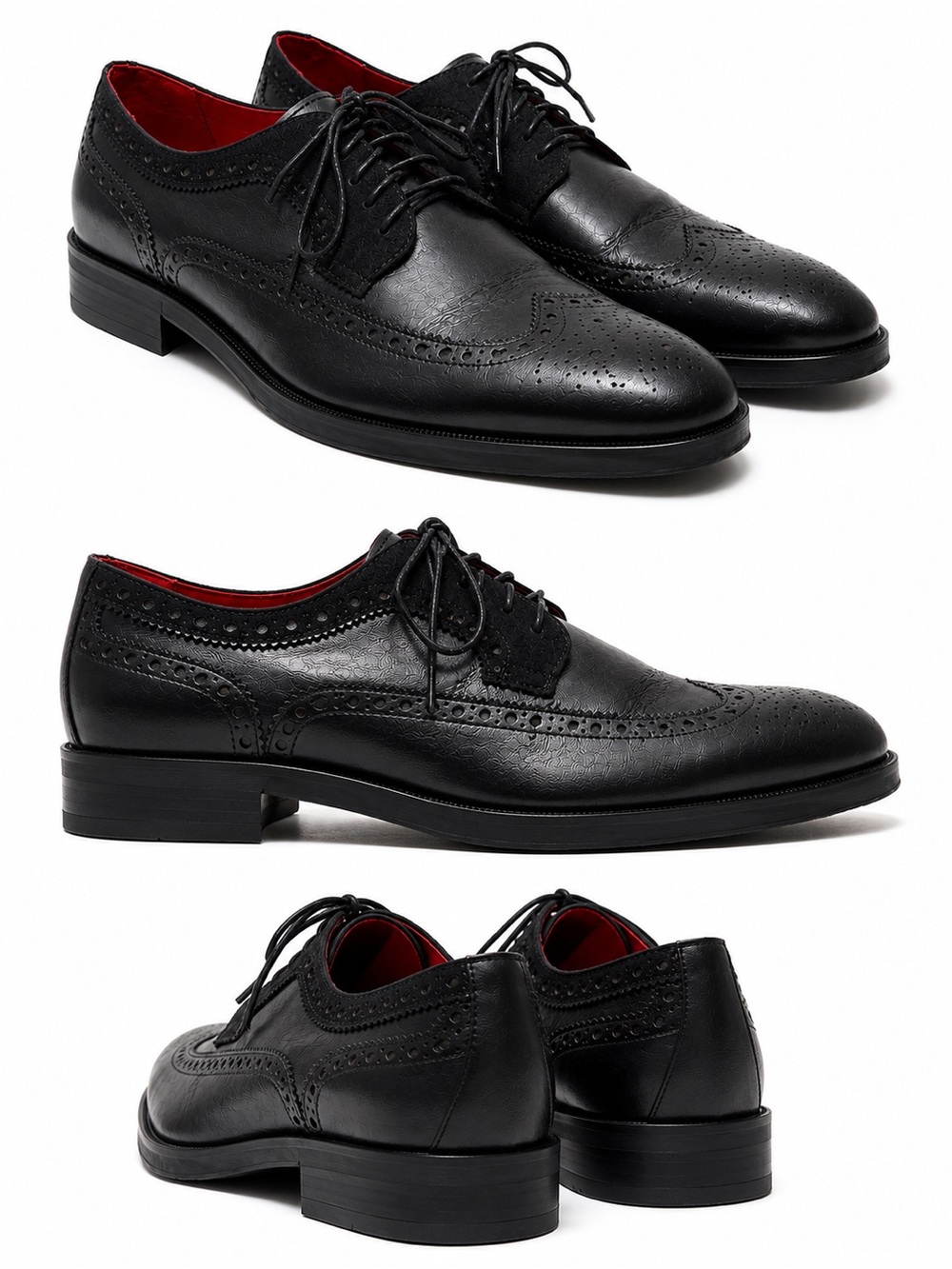 Carlos Santana Black Wingtip Oxford Dress Shoes Men’s Size 11 Brogue Lace Up - Picture 4 of 11